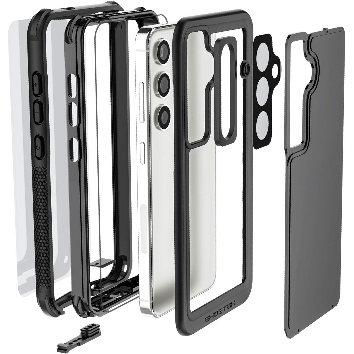 Waterproof Galaxy S24 Case with Screen Protector Black Belt Clip Holster 