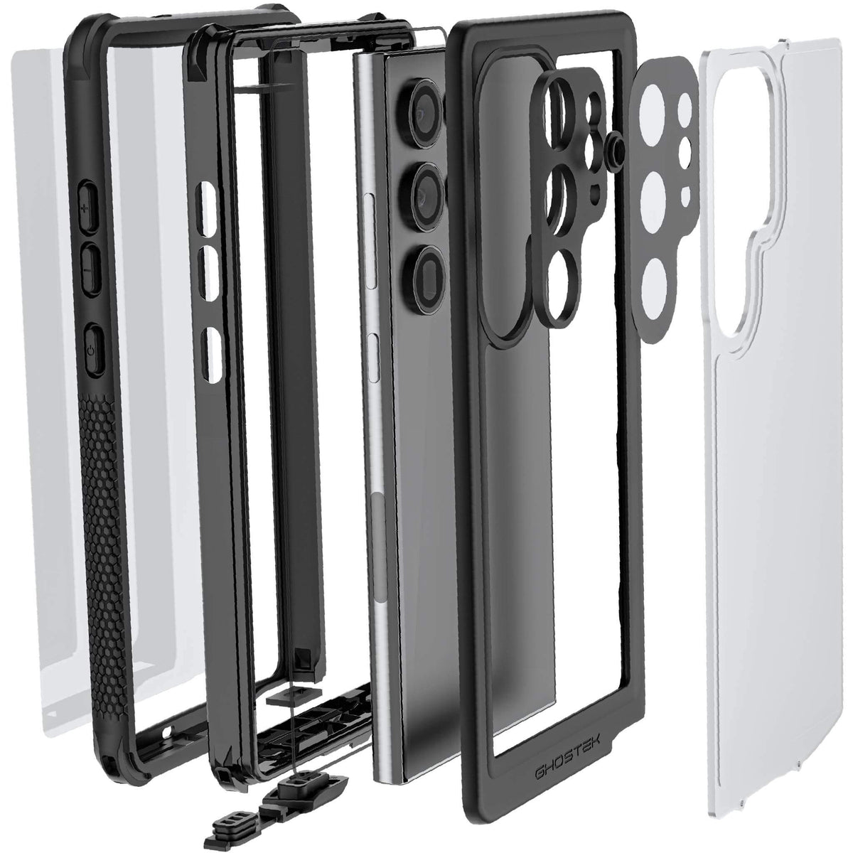Waterproof Galaxy S24 Ultra Case with Screen Protector Clear Belt Clip Holster 