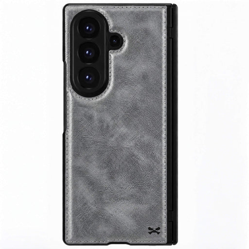 Galaxy Z Fold 8 Ultra Gray Leather Case with MagSafe and Screen Protector