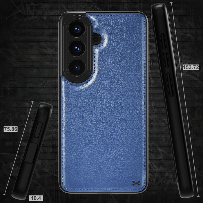 Samsung S26 Leather Case Blue with MagSafe Magnetic 