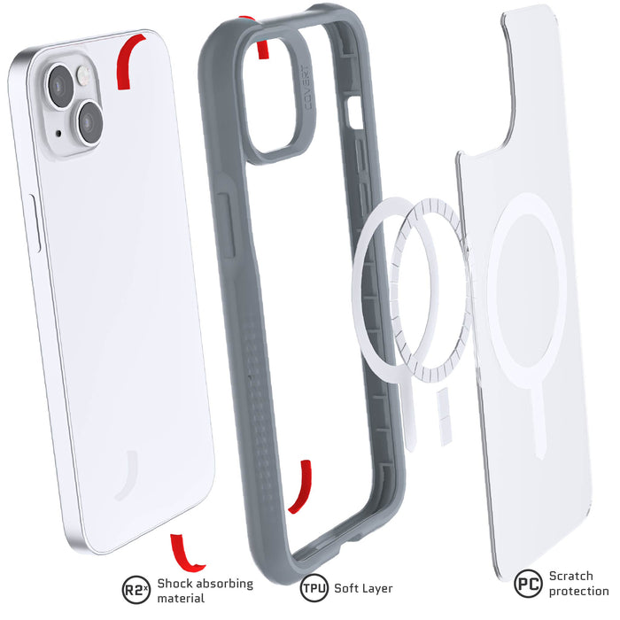 Grey iPhone 14 Case Clear MagSafe