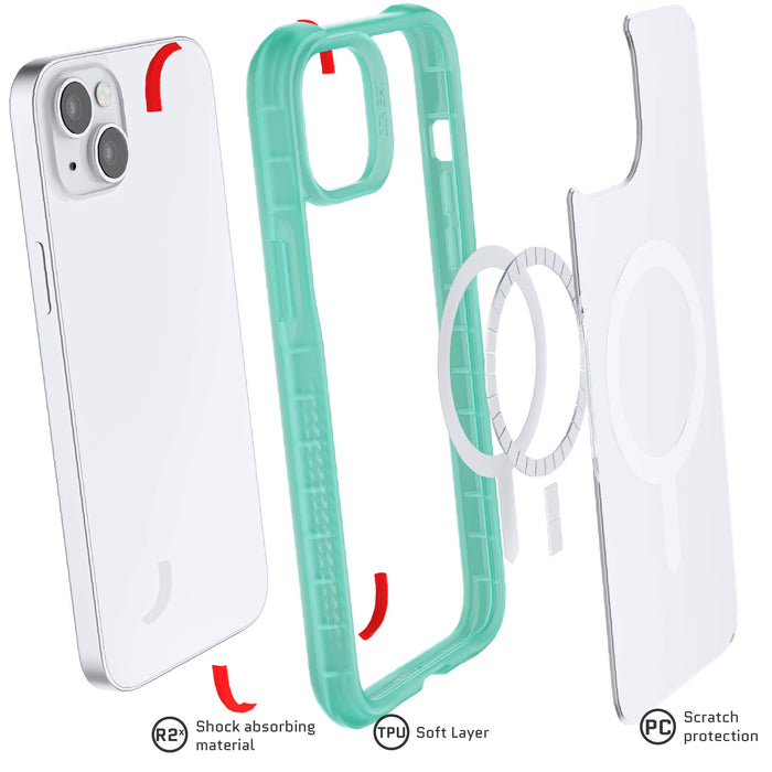 Teal iPhone 14 Plus Phone Case Clear MagSafe