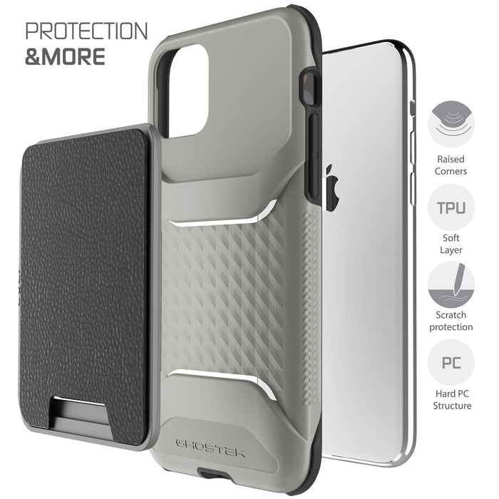 Magnetic Detachable Leather Wallet Case with RFID Blocker for Apple iPhone 11 Pro 5.8 - Rustic Black
